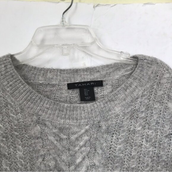 TAHARI NEW Cable Knit Oversized Mohair Wool Spandex Long Sweater Stretch Cozy L - Picture 5 of 16